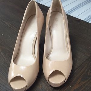 Nude peep toe heels